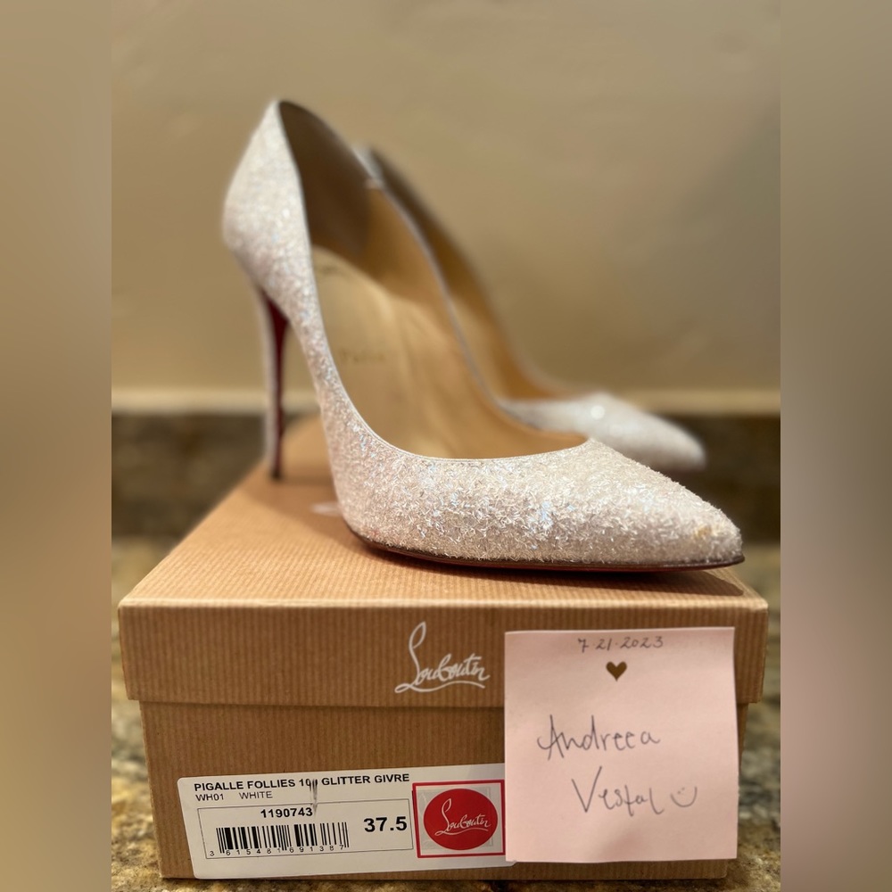 Christian Louboutin - Pigalle Follies Glitter Givre Heels